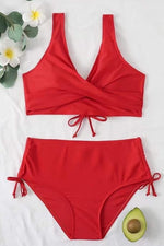 CheChury Women's High Waist Twist Front Bikini Swimsuit Swimming Costume BNWT