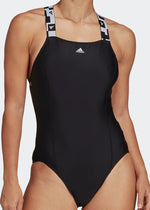 Adidas Women's Tape Swimsuit Swimming Costume Beach HA6020 BNWT