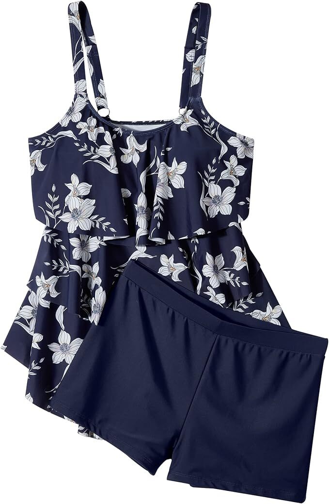 RXRXCOCO Women's Padded Tankini & Boy Shorts Swimsuit Swimming Costume BNWT