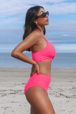 Cupshe Women's High Waist Twist Front V Bikini Swimsuit Swimming Costume BNWT