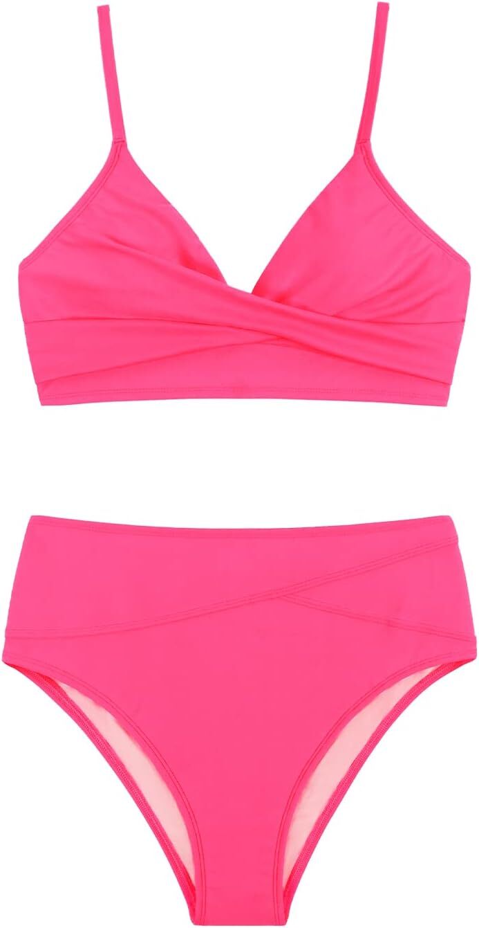 Cupshe Women's High Waist Twist Front V Bikini Swimsuit Swimming Costume BNWT
