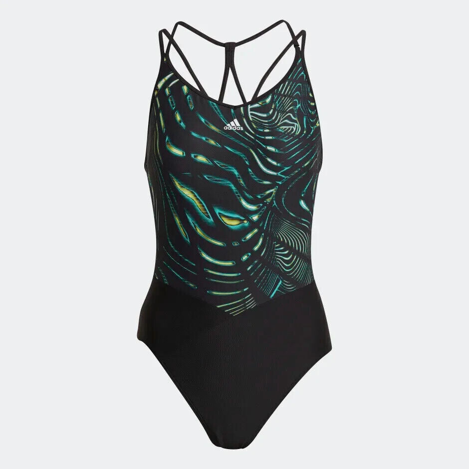 Adidas Women's Souleaf Graphic Swimsuit Swimming Costume Ladies H57174 BNWT
