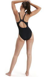 Speedo Women's Hyperboom Splice Muscleback Swimsuit Swimming Costume Black BNWT