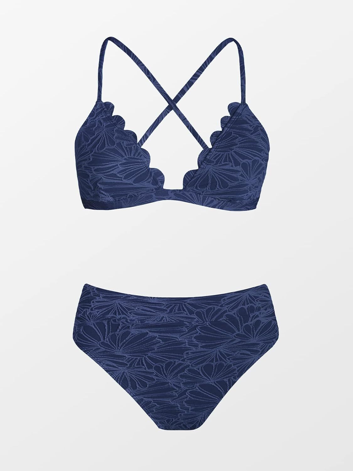 Cupshe Women's High Waisted Criss-Cross Bikini Swimsuit Swimming Costume BNWT