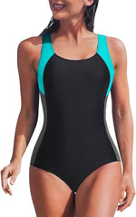 Attraco Women's Padded Colour Block Racerback Swimsuit Swimming Costume BNWT