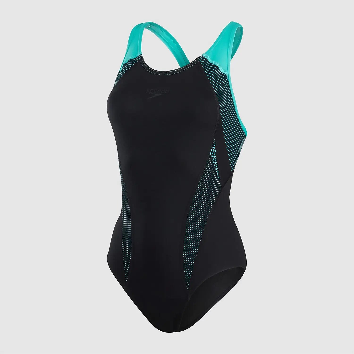 Speedo Women's Placement Laneback Swimsuit Swimming Costume Black Blue BNWT