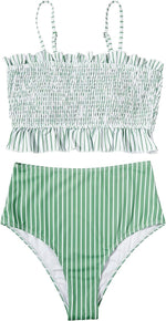RXRXCOCO Womens Bandeau High Waist Ruffled Bikini Swimsuit Swimming Costume BNWT