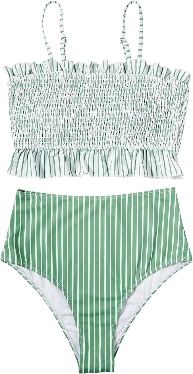 RXRXCOCO Womens Bandeau High Waist Ruffled Bikini Swimsuit Swimming Costume BNWT