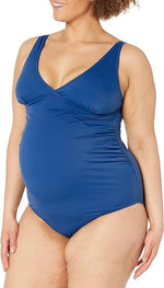 Amazon Essentials Women's V-Neck Maternity Swimsuit Swimming Costume Navy BNWT