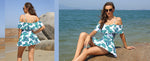 Shekini Women's Off-Shoulder Flounce Swim Dress Swimsuit Swimming Costume BNWT