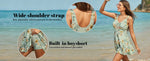Shekini Women's V-Neck Swim Dress Swimsuit Swimming Costume Ruched Skirt BNWT