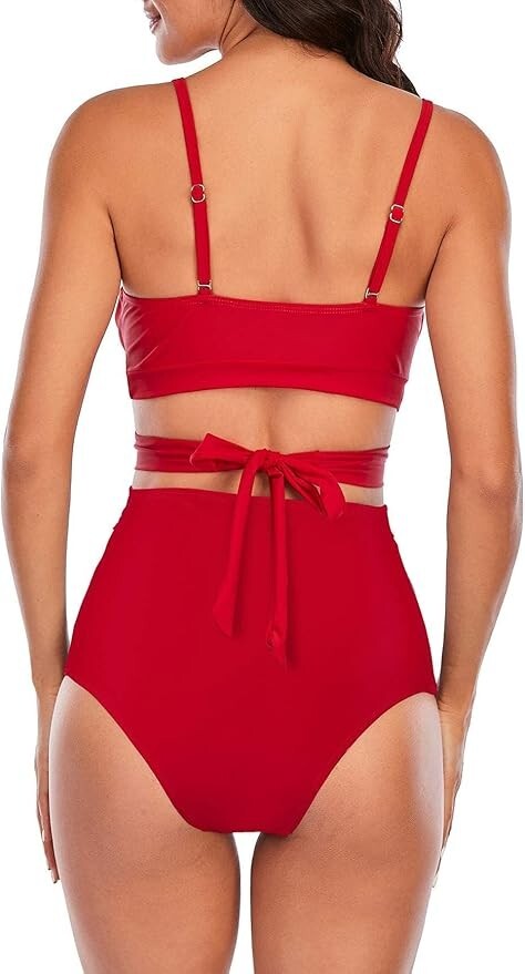 Chechury Women's Tummy Control Wrap Bikini Set Swimsuit Swimming Costume BNWT