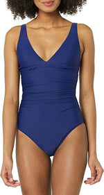 Amazon Essentials Women's Plunge Shaping Swimsuit Swimming Costume Navy BNWT