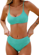 Cupshe Women's High Waist Ribbed Texture Bikini Swimsuit Swimming Costume BNWT