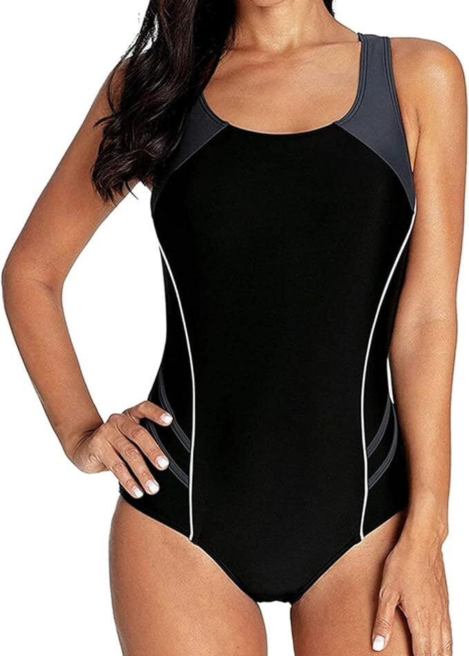 CharmLeaks Women's Padded Colour Block Racerback Swimsuit Swimming Costume BNWT