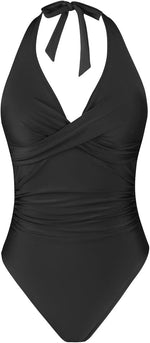 Cupshe Women's High Waist Tummy Control V Neck Swimsuit Swimming Costume BNWT