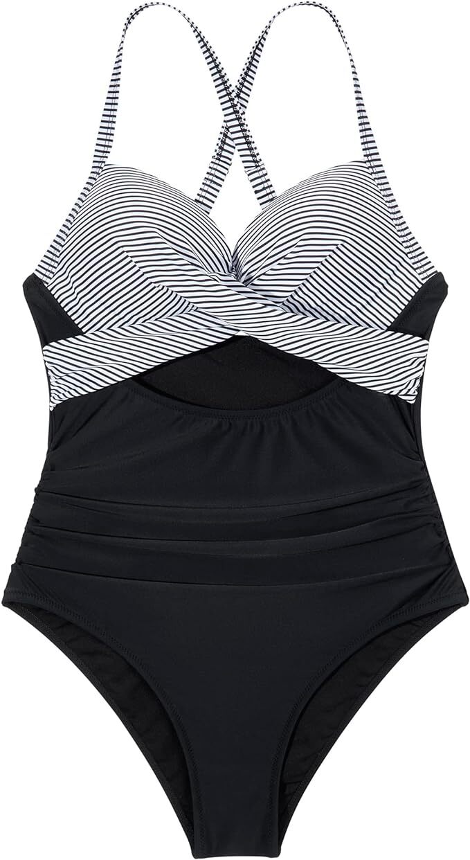 DOULAFASS Women's Tummy Control Cutout One Piece Swimsuit Swimming Costume BNWT