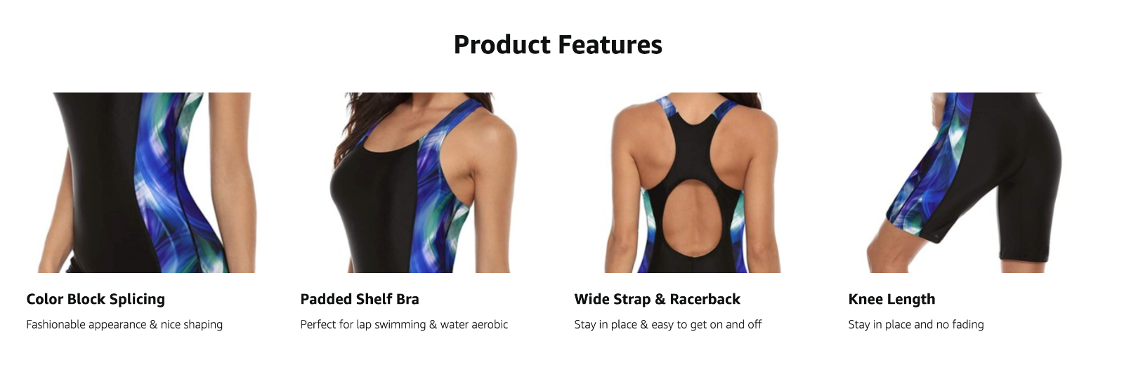 Attraco Women's Boyleg Legsuit Racerback Swimsuit Swimming Costume Kneeskin BNWT