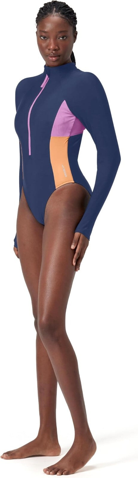 Speedo Women's Colourblock Long Sleeve Zip Swimsuit Swimming Costume BNWT