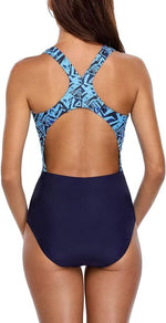 CharmLeaks Women's Padded Colour Block Racerback Swimsuit Swimming Costume BNWT