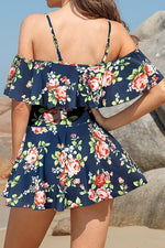 Shekini Women's Off-Shoulder Flounce Swim Dress Swimsuit Swimming Costume BNWT