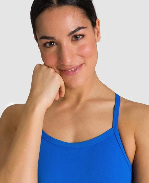 Arena Women's Team Challenge Solid Swimsuit Swimming Costume Blue Girls BNWT