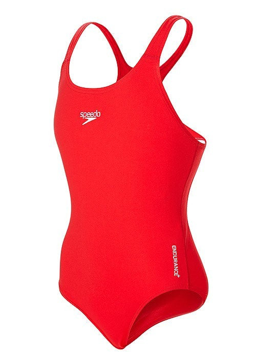 Speedo Endurance+ Medalist Girls Junior Swimsuit Swimming Costume Red 2025 BNWT