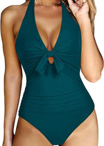 DOULAFASS Women's Tie Knot Halter Tummy Control Swimsuit Swimming Costume BNWT