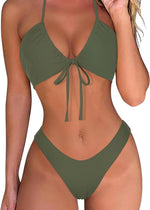 RXRXCOCO Women's Triangle Bow Tie Back Bikini Set Swimsuit Swimming Costume BNWT