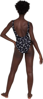 Speedo Women's Allover Deep U-Back High Leg Swimsuit Swimming Costume BNWT