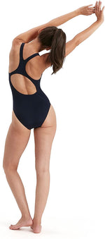 Speedo Women's Eco Endurance+ Medalist Swimsuit Swimming Costume Navy BNWT