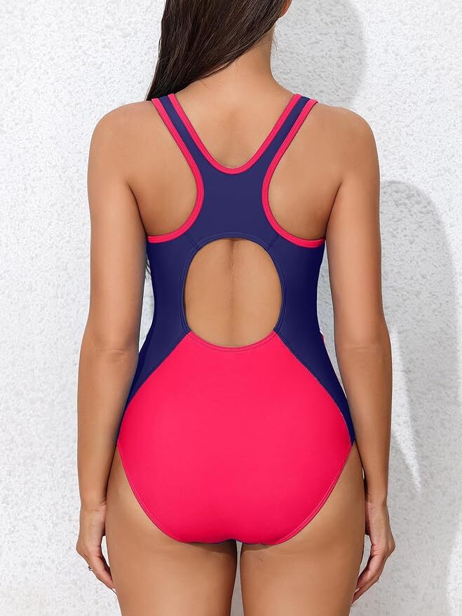 Attraco Women's Padded Colour Block Racerback Swimsuit Swimming Costume BNWT