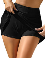 Attraco Women's High Waisted Swim Skirt Shorts Skort Swimsuit Swimming Costume