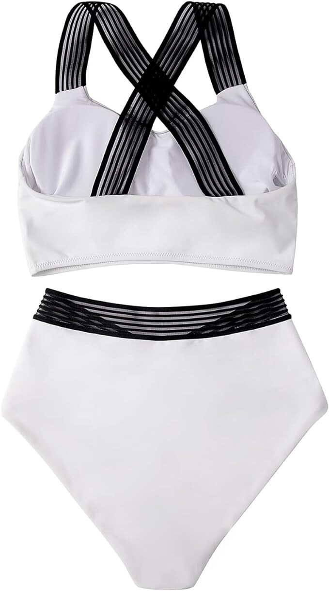 DOULAFASS Women's Racerback Bikini Set Swimsuit Swimming Costume Mesh BNWT