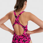 Speedo Women's Hyperboom Allover Medalist Swimsuit Swimming Costume Pink BNWT