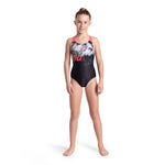Arena Girl's Splash Point V Back Graphic Swimsuit Swimming Costume BNWT