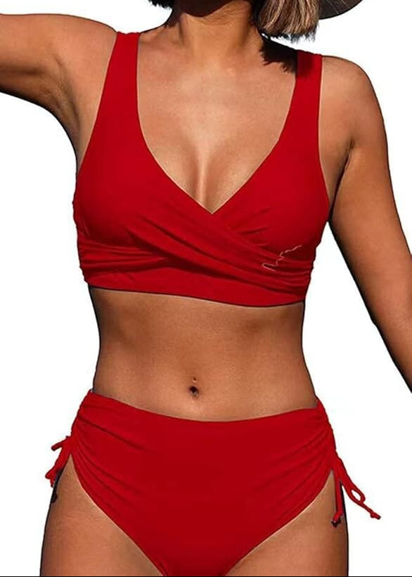CheChury Women's High Waist Twist Front Bikini Swimsuit Swimming Costume BNWT