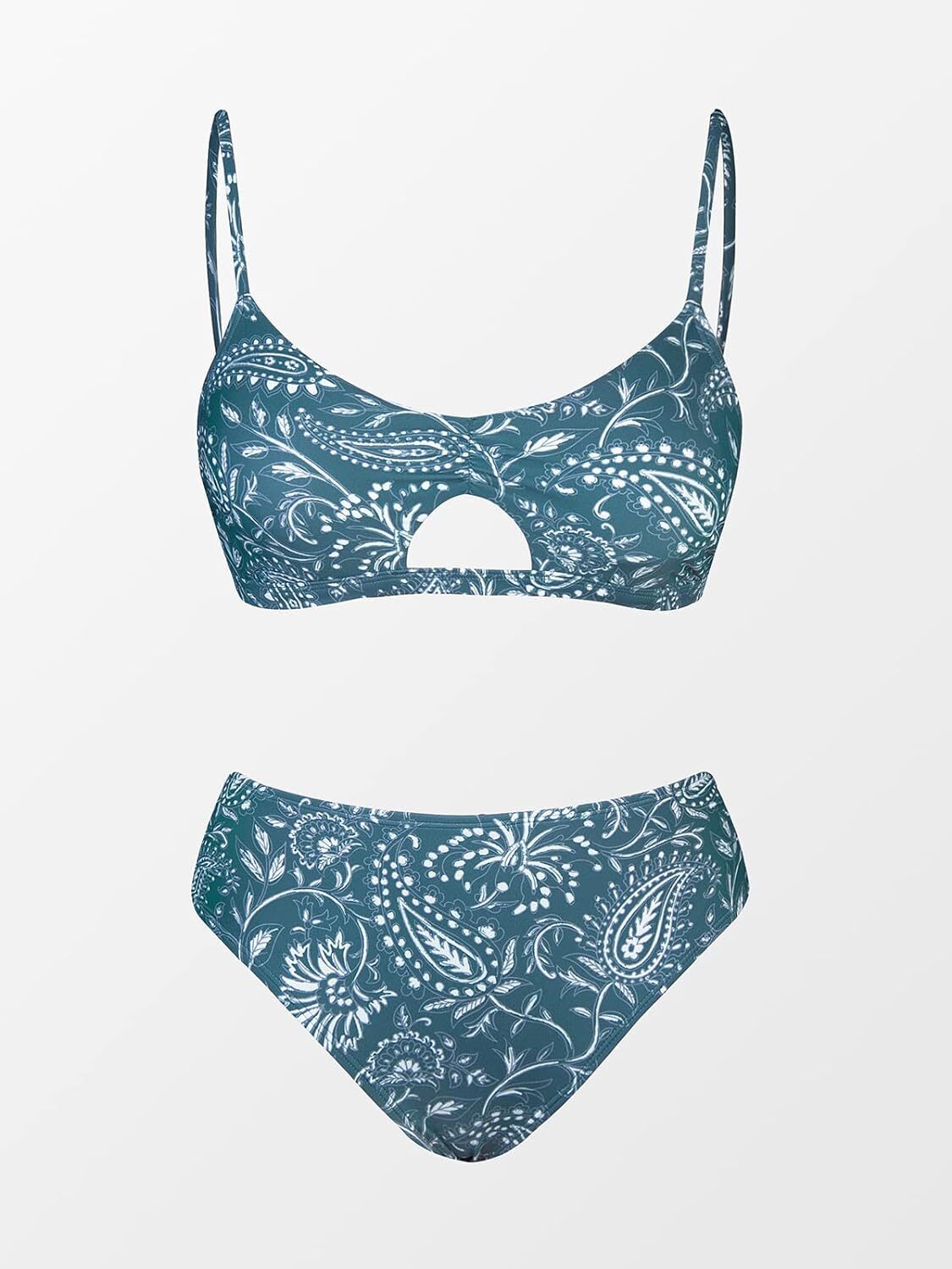 Cupshe Women's Cut-Out Mid-Rise Ruched Bikini Swimsuit Swimming Costume BNWT