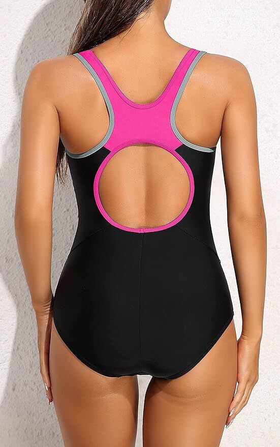 Attraco Women's Padded Colour Block Racerback Swimsuit Swimming Costume BNWT