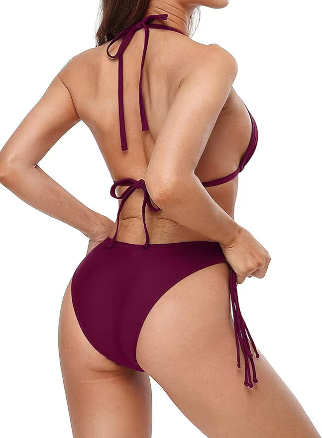 Charmo Women's Padded String Halter Bikini Swimsuit Swimming Costume BNWT