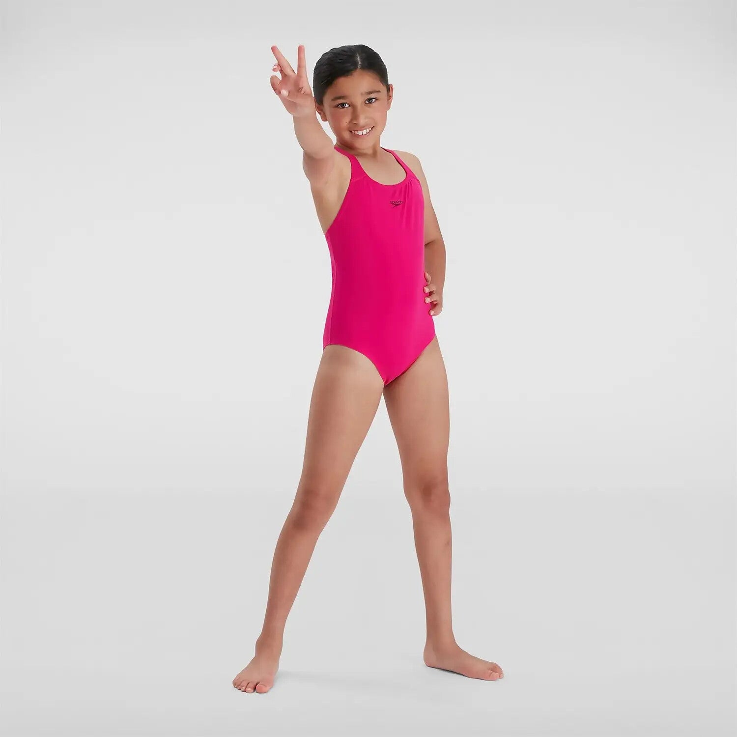 Speedo ECO Endurance+ Medalist Girls Junior Swimsuit Swimming Costume Pink BNWT