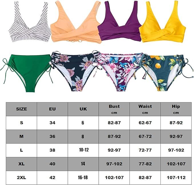 CheChury Women's Padded High Waist Push-Up Bikini Swimsuit Swimming Costume BNWT