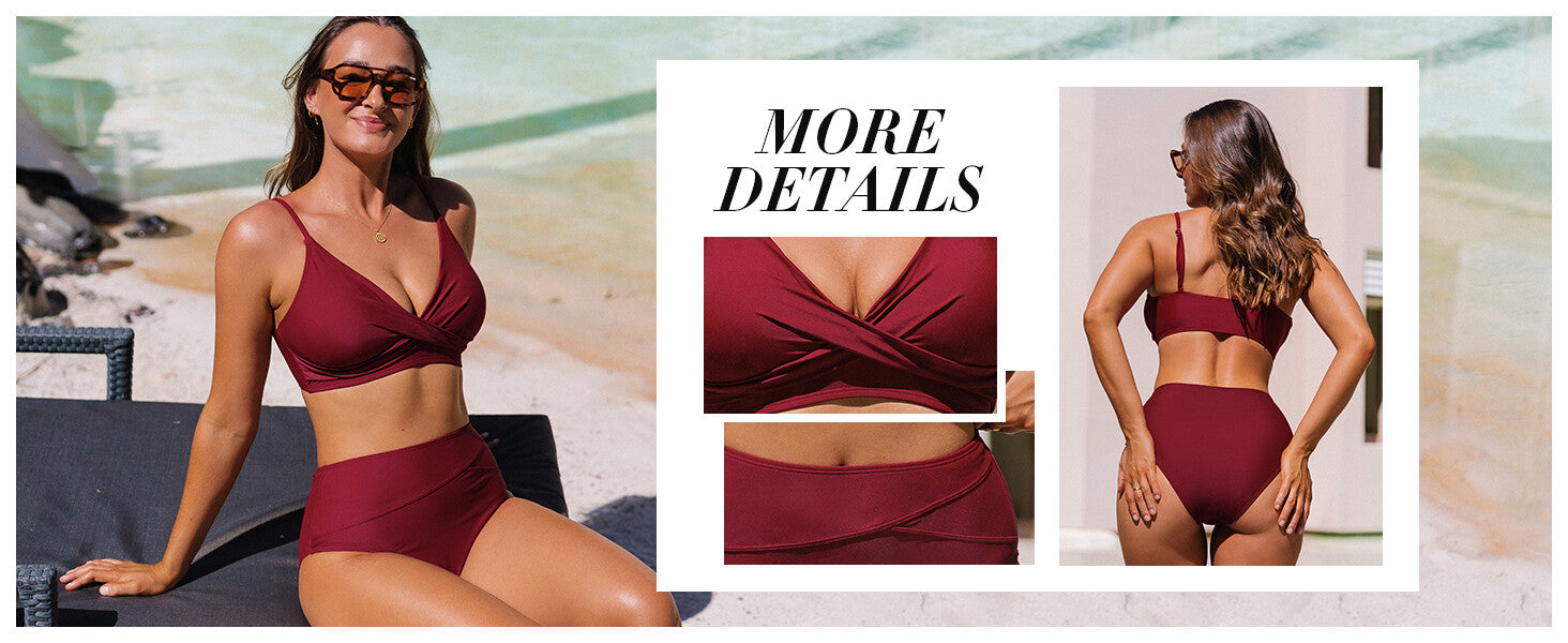 Cupshe Women's High Waist Twist Front V Bikini Swimsuit Swimming Costume BNWT
