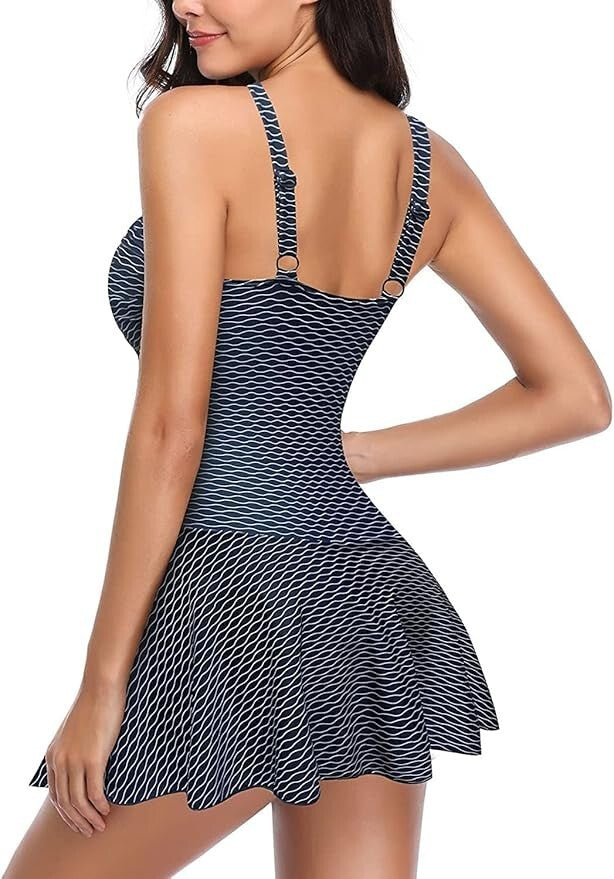Shekini Women's Ruched Swim Dress Swimsuit Swimming Costume Skirt Boy Short BNWT
