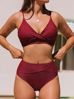 Cupshe Women's High Waist Twist Front V Bikini Swimsuit Swimming Costume BNWT