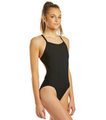 Finis Women's Openback Solid Swimsuit Swimming Costume Black BNWT