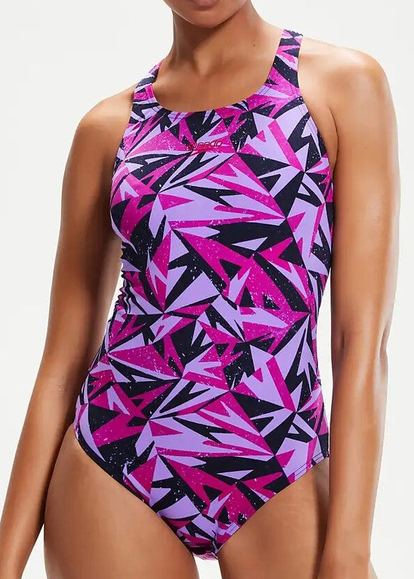 Speedo Women's Hyperboom Allover Medalist Swimsuit Swimming Costume BNWT