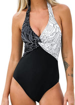 Cupshe Women's Halter Twist Front Tropical Print Swimsuit Swimming Costume BNWT