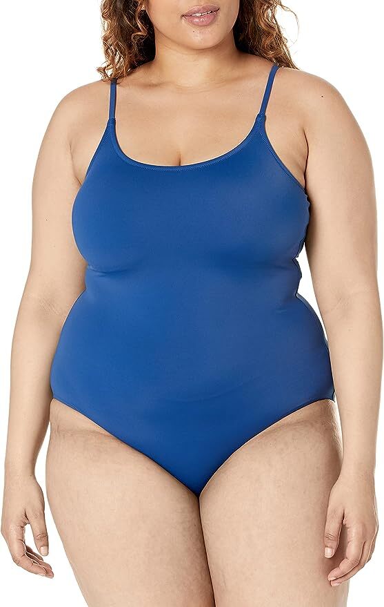 Amazon Essentials Women's Thin Strap Swimsuit Swimming Costume Navy BNWT