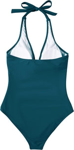 DOULAFASS Women's Tie Knot Halter Tummy Control Swimsuit Swimming Costume BNWT